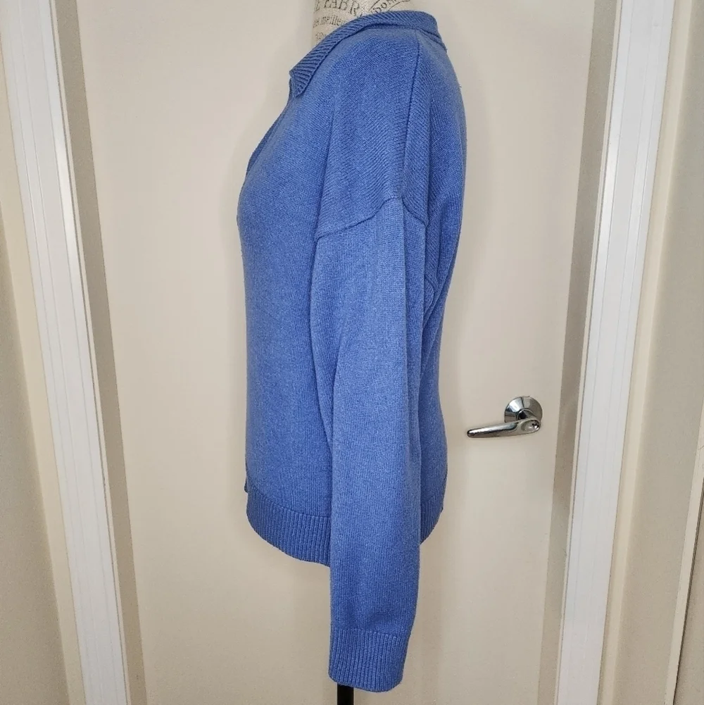 Zara blue knit polo sweater - Picture 3 of 11